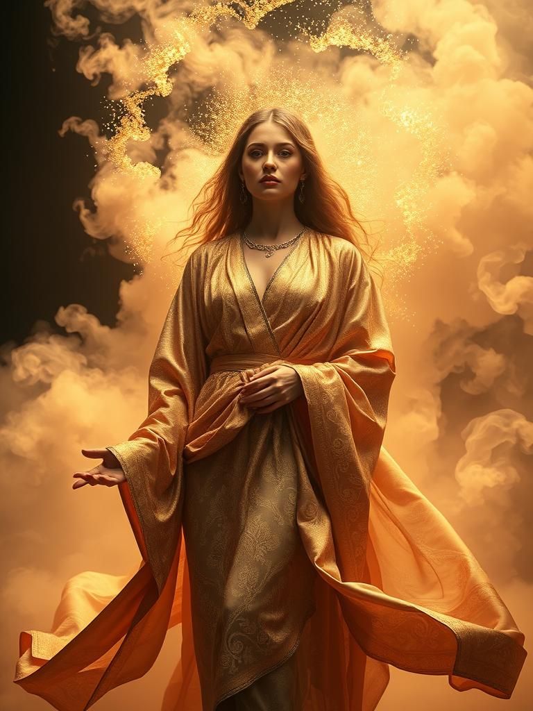 Goddess of Beauty Emerges from Ethereal Clouds