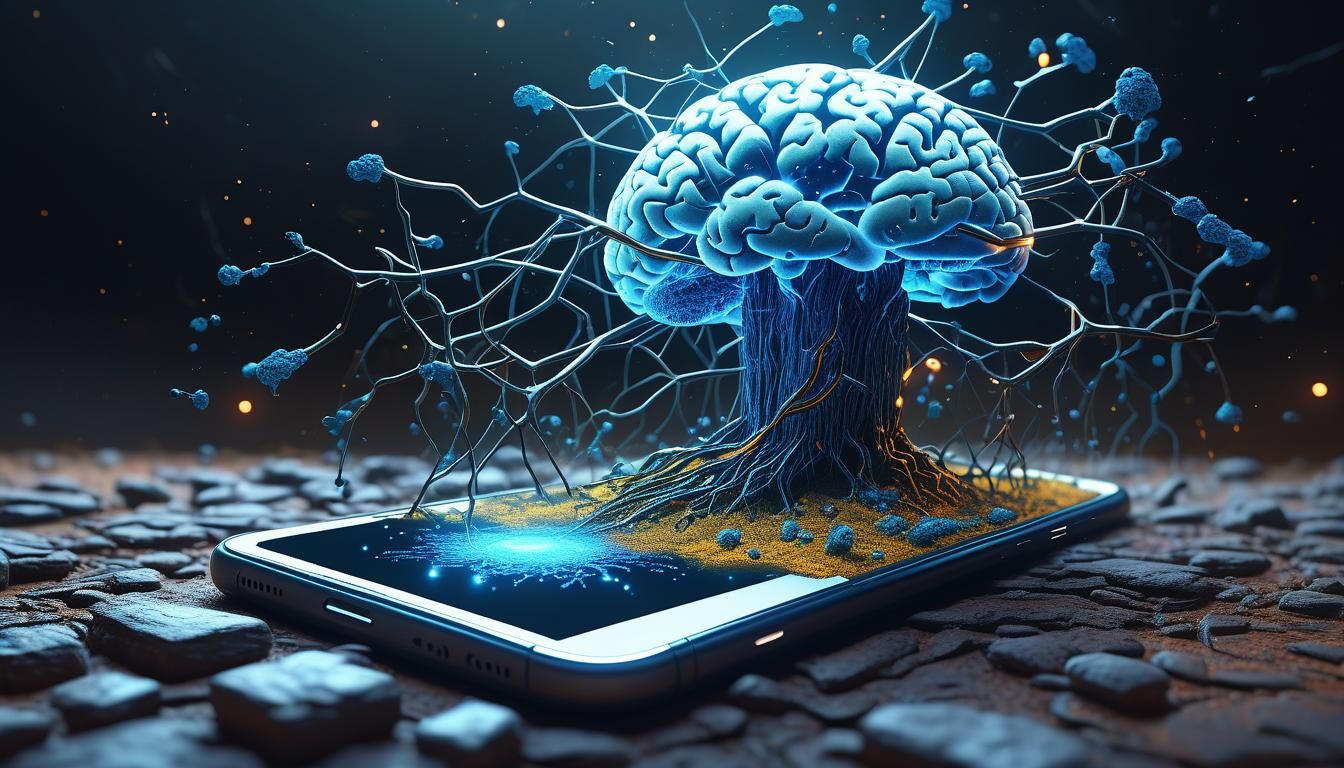 Electronic Mycelium Fuses Brain in Detailed Digital Art