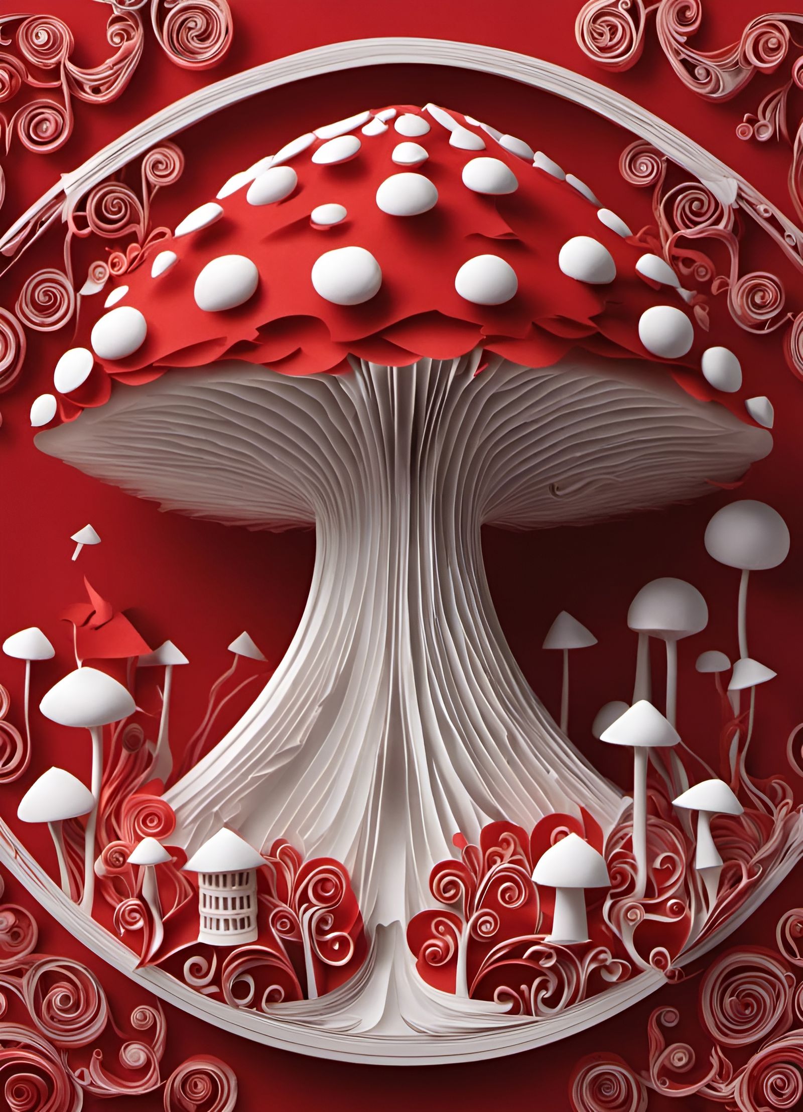 Paper Mushroom Cloud in Pop Surrealism Style