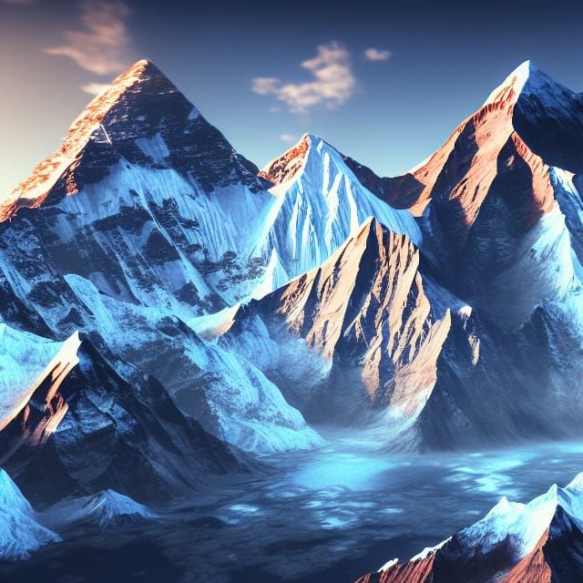 Mount Everest: Detailed Matte Painting in Deep Color