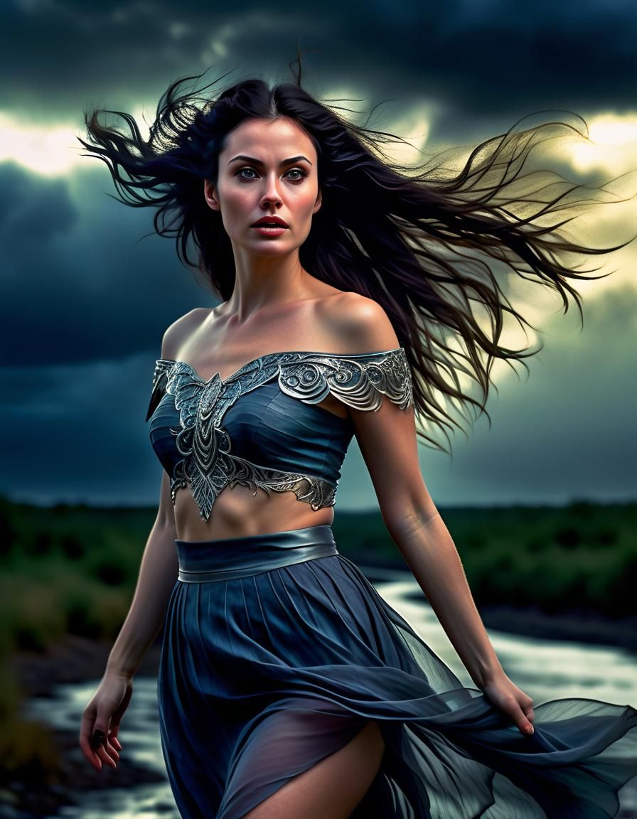 Ethereal Woman with Demonic Wings, Oil Painting