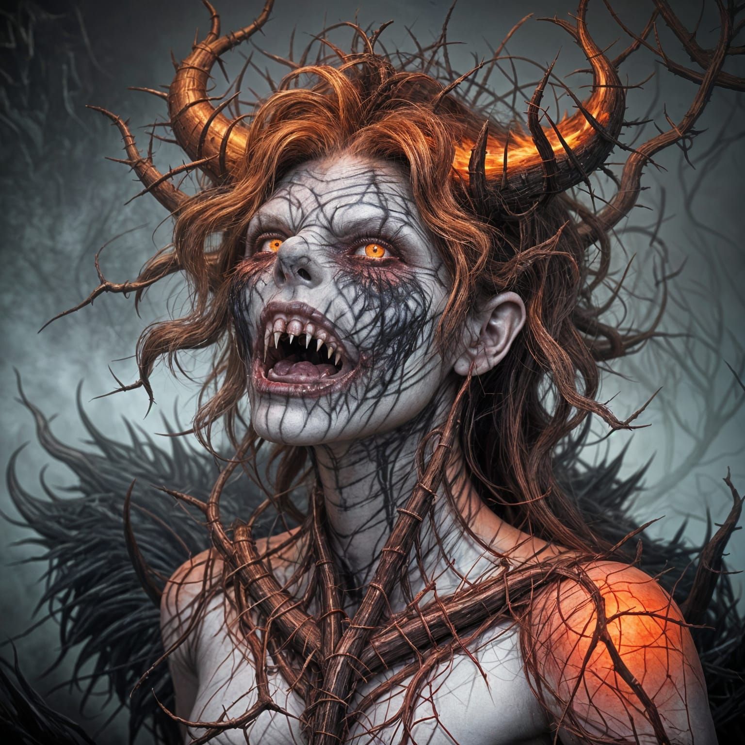 Laughing Demon with Crown of Thorns