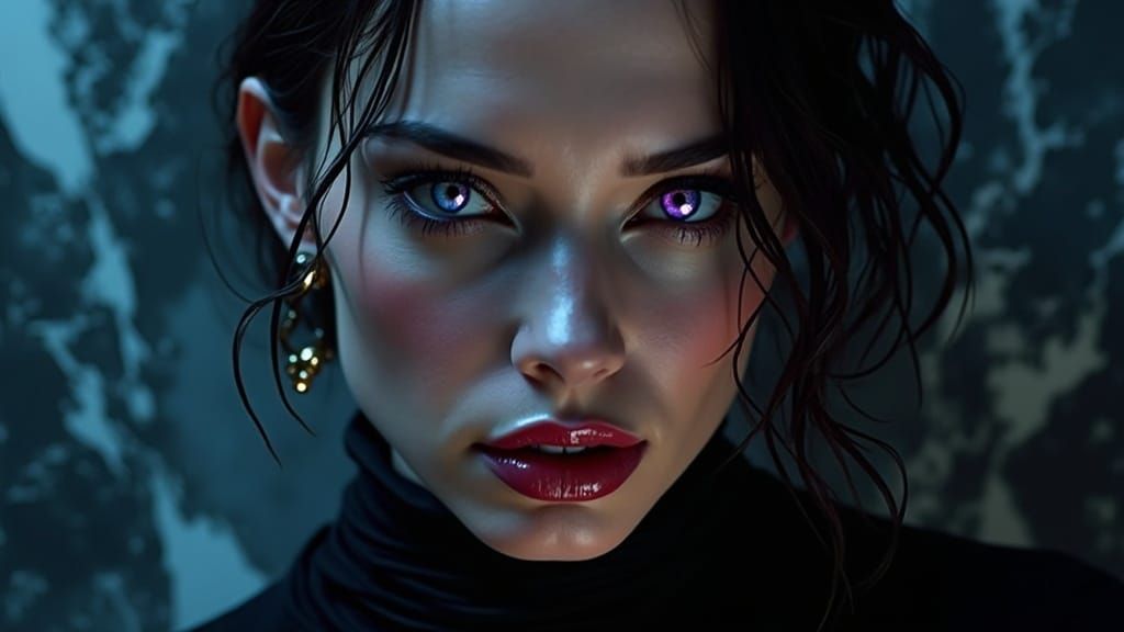 Ethereal Woman Emits Enigmatic Aura in Dark, Moody Portrait