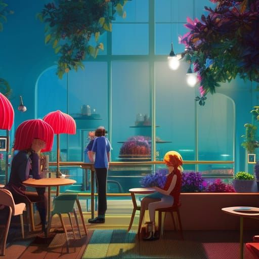 Space Coffee Shop: Maximalist Anime Concept Art