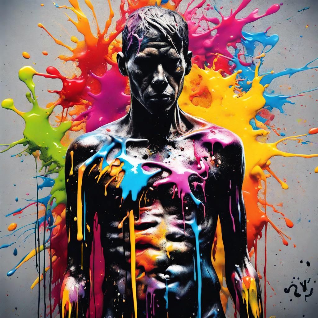 Colorful Graffiti Art Splatter of Human Body