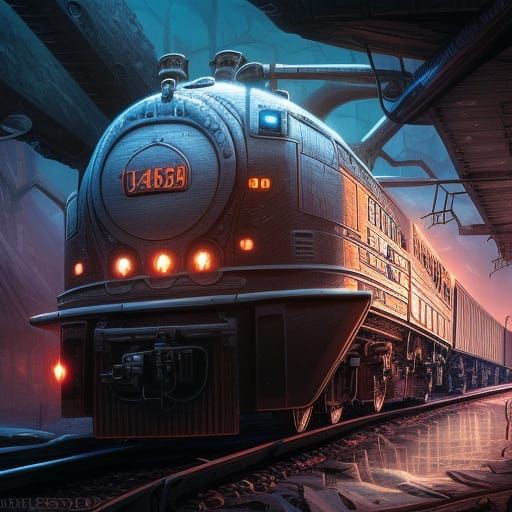 Powerful Train in Comic Book Art Style