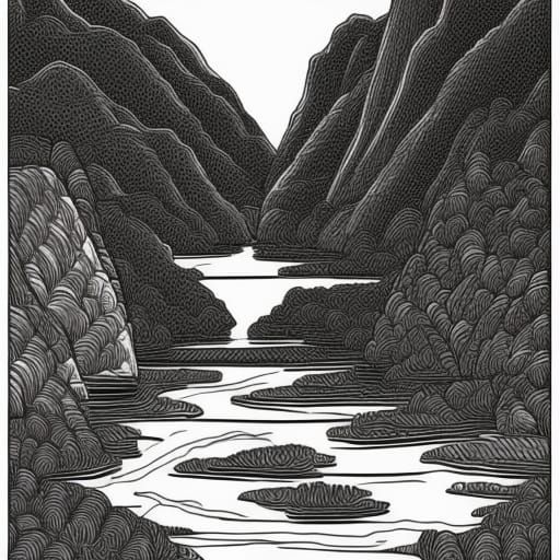 Coloring Page Landscape in Black and White