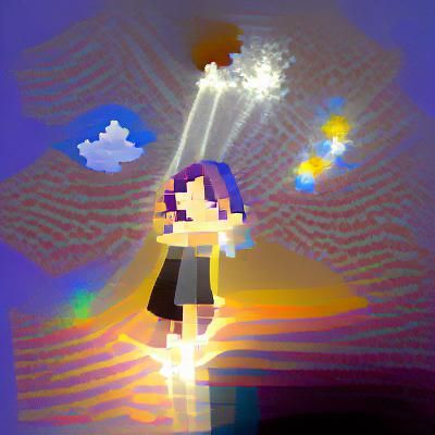 Figure Enveloped by Light Energy in Pixel Art