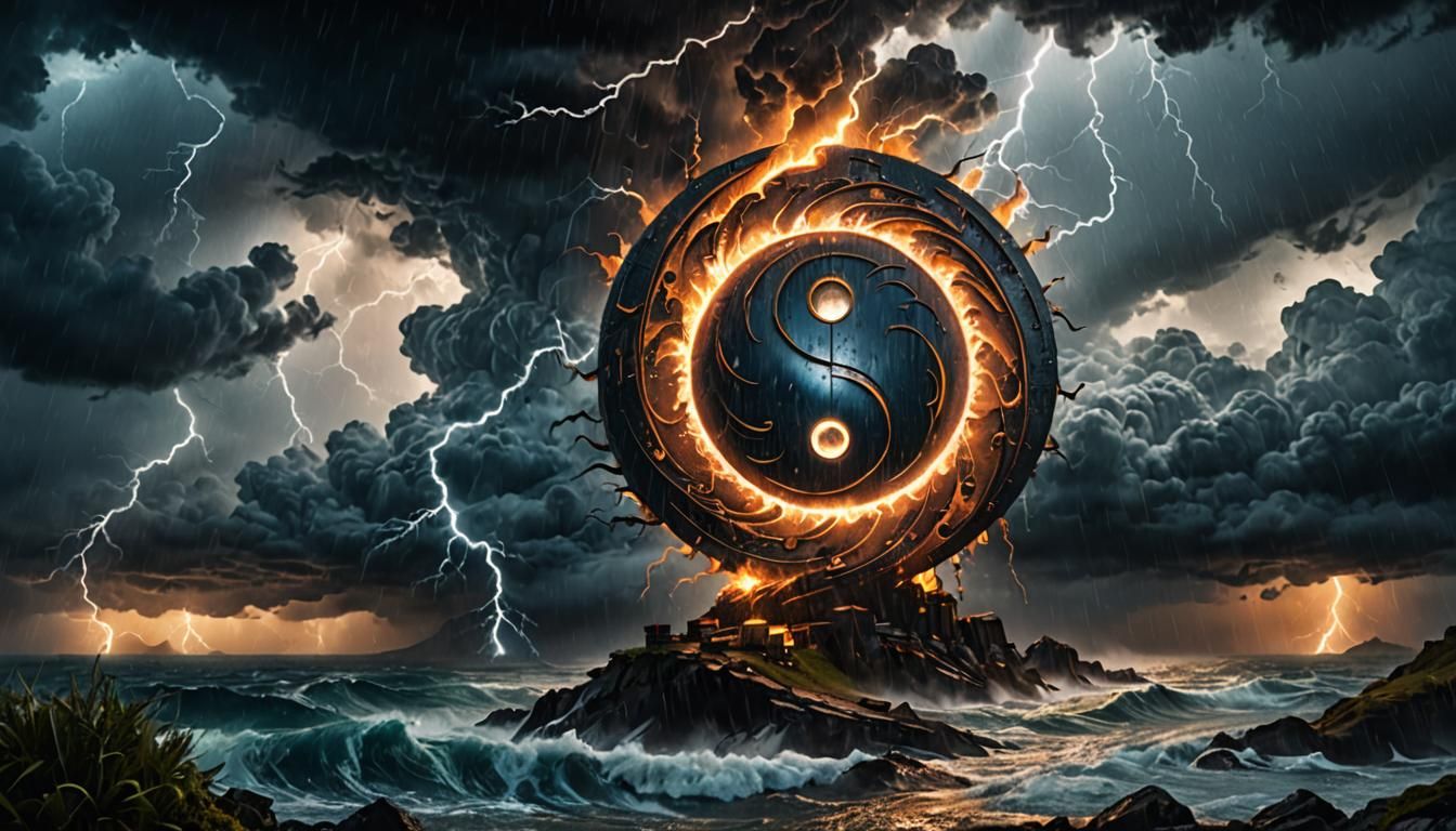 Yin and Yang in Stormy Weather, Digital Matte Painting