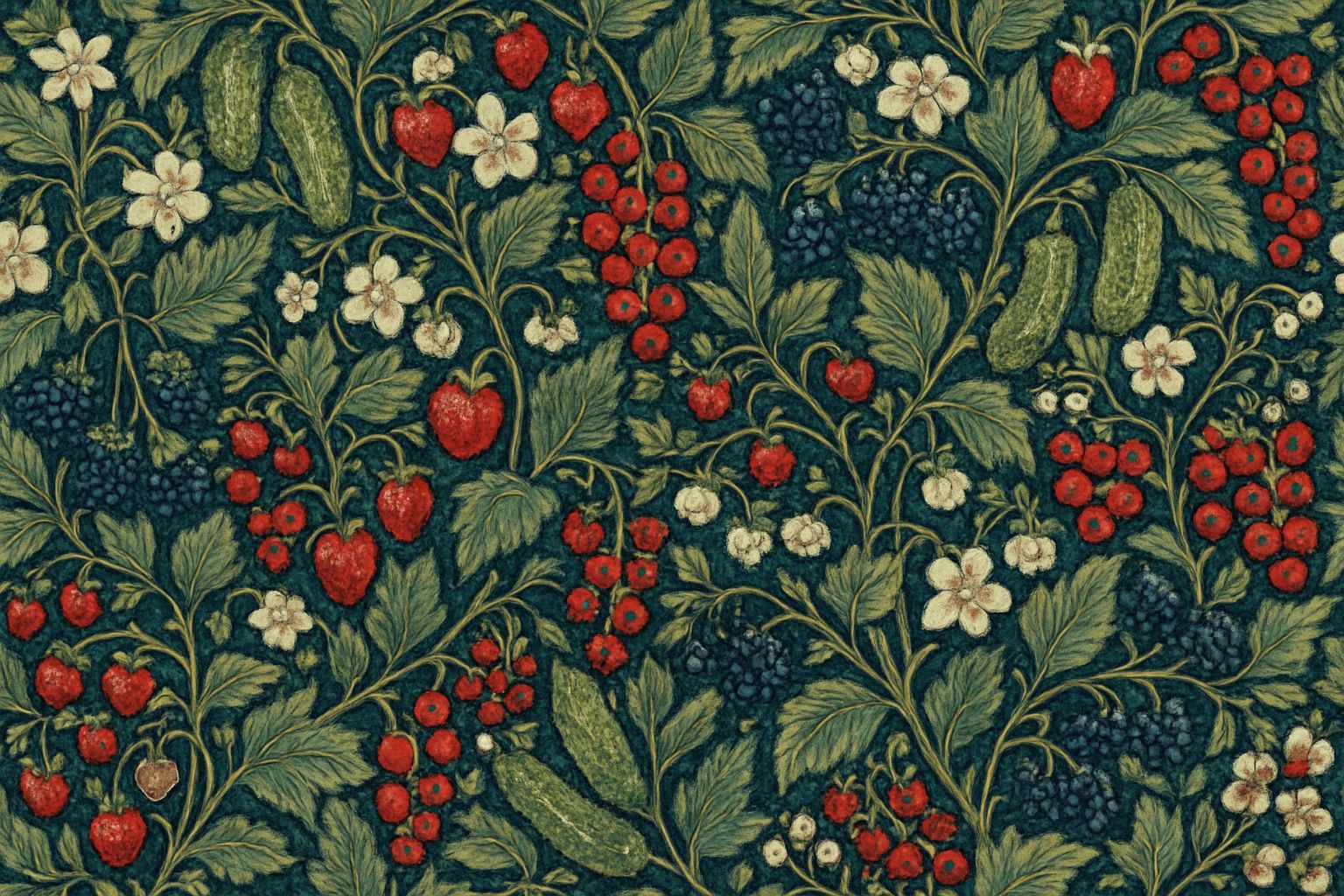 Lush Garden Tapestry in William Morris Style