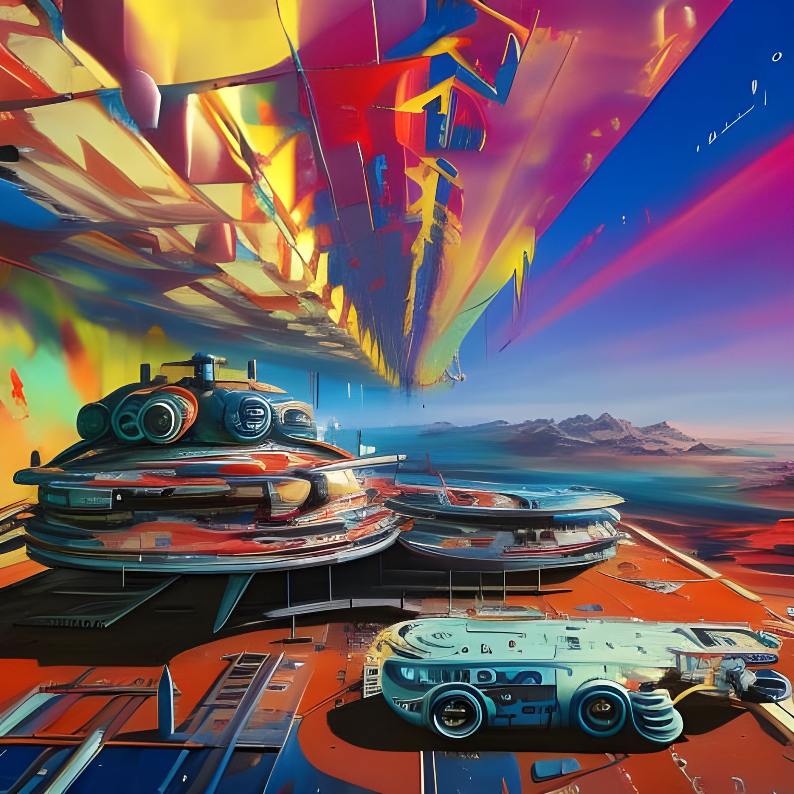 Space Ships in the repair 'Docking Station' on Mars...