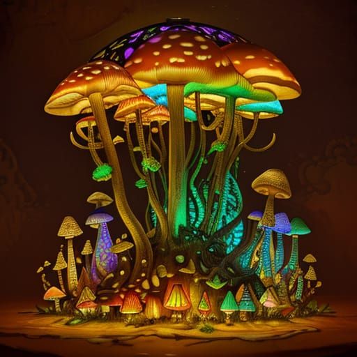 Art Deco Mushrooms in a Speakeasy