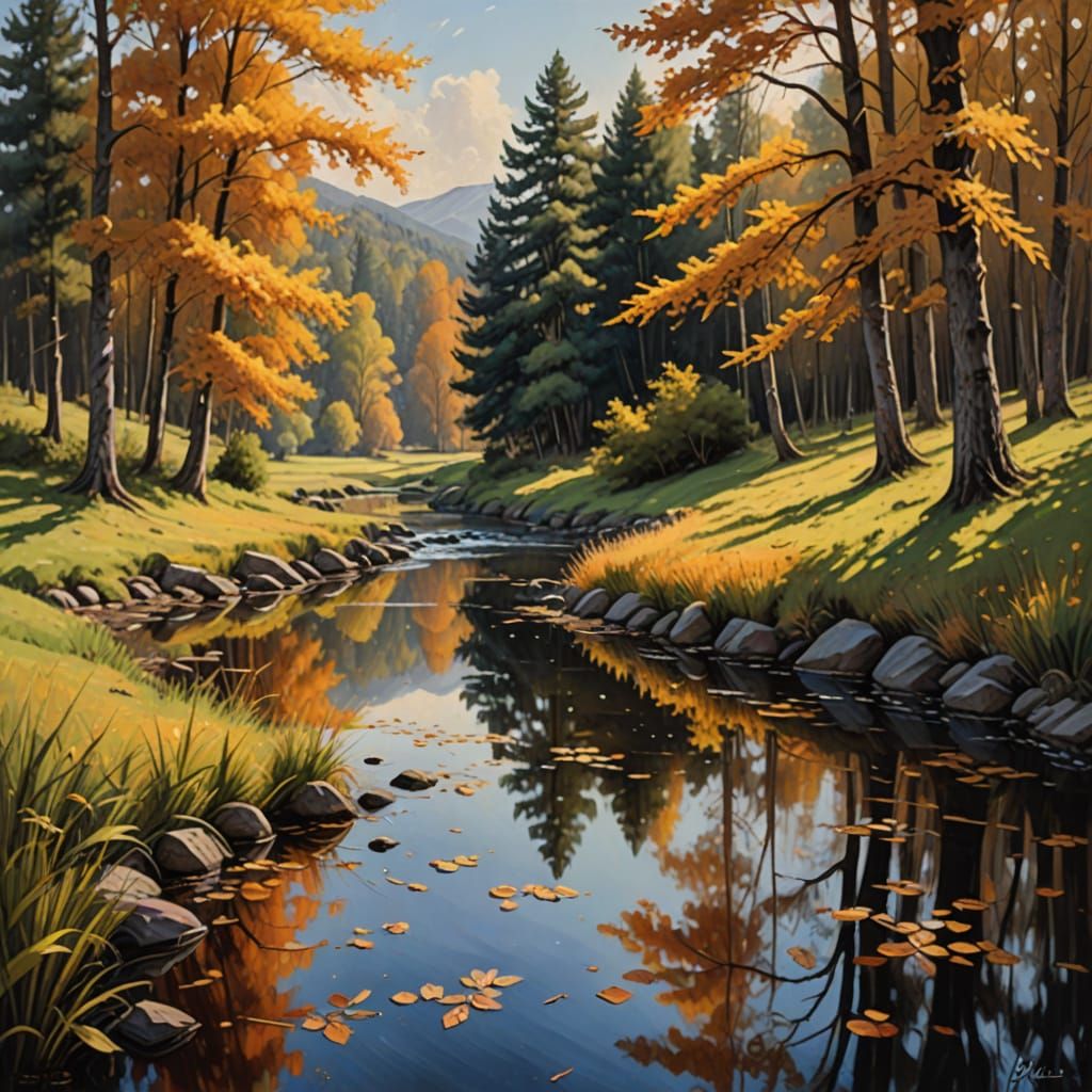 Majestic Autumn Sunset Landscape with Golden Light