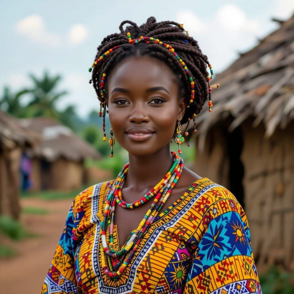 Igbo Lady in Traditional Attire, Vibrant Photorealistic Art