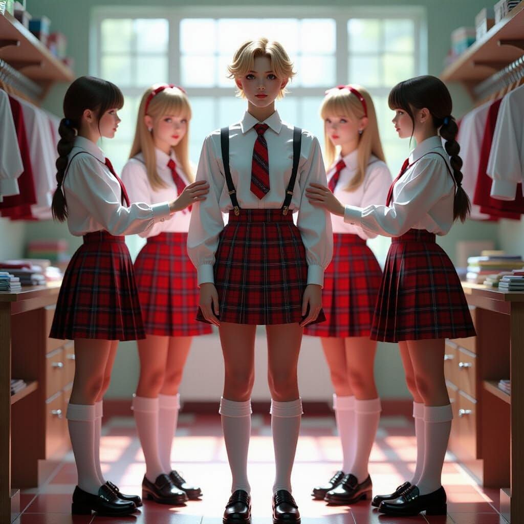 Schoolgirls Transform a Man: Hyperdetailed Art in Vibrant Co...