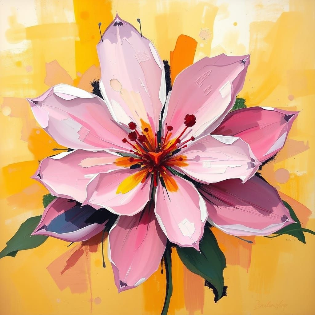 Abstract Oil Painting of Thirty-Three Blossoms