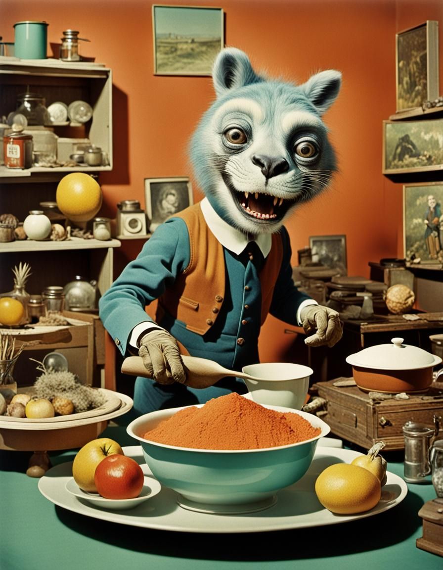 Surreal Animal Photo in 1960s Style