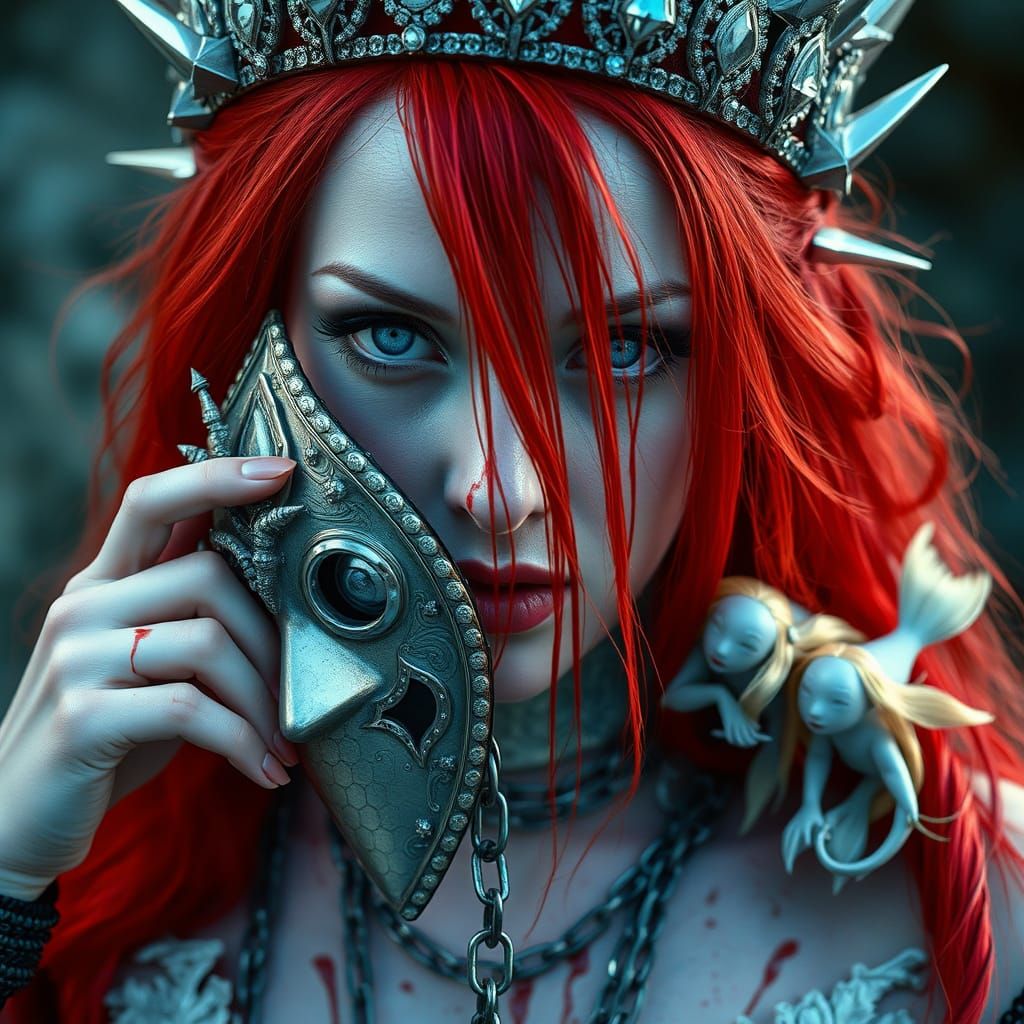 Woman Removes Spiked Silver Mask, Blood Streams Down Face