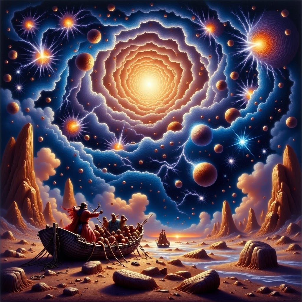 Star Trek Parody in Deep Space as Oil Painting