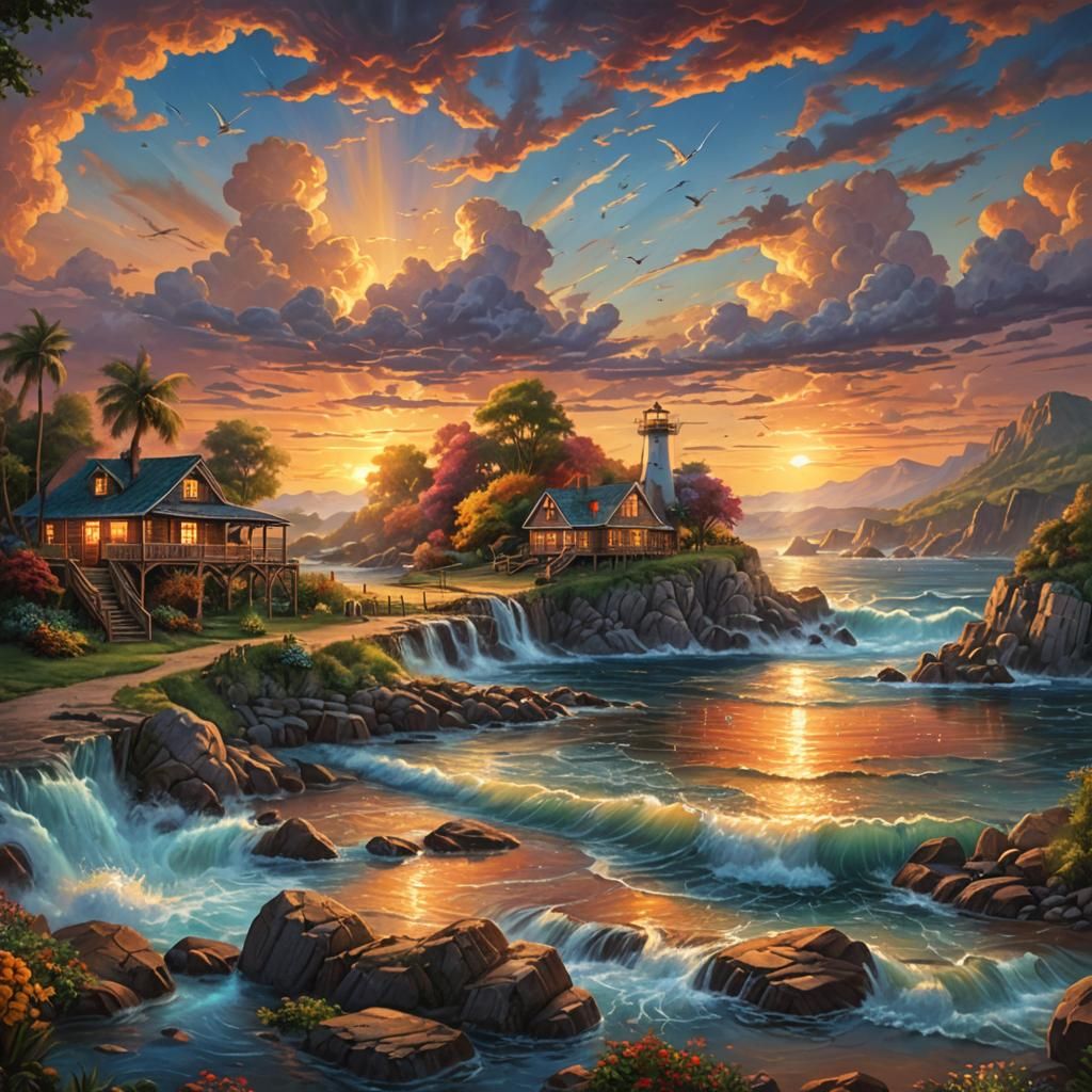 Summer Sunset Landscape in a Chuck Pinson Style