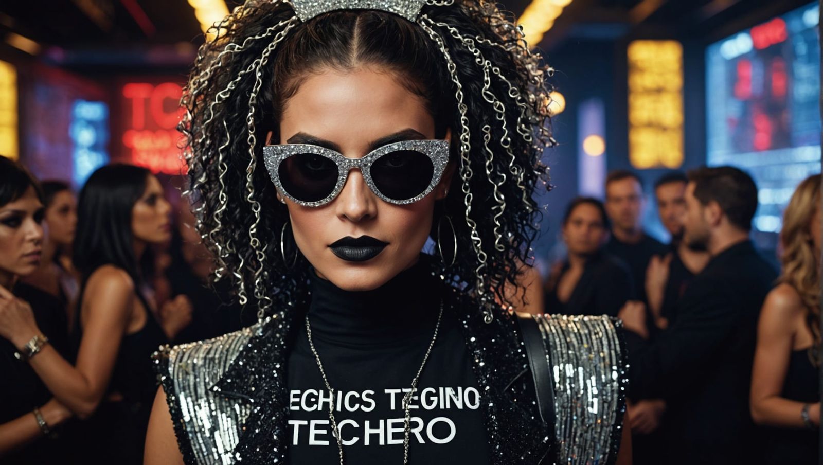 Gothic Glamour: Sparkling Makeup at Nightclub Party