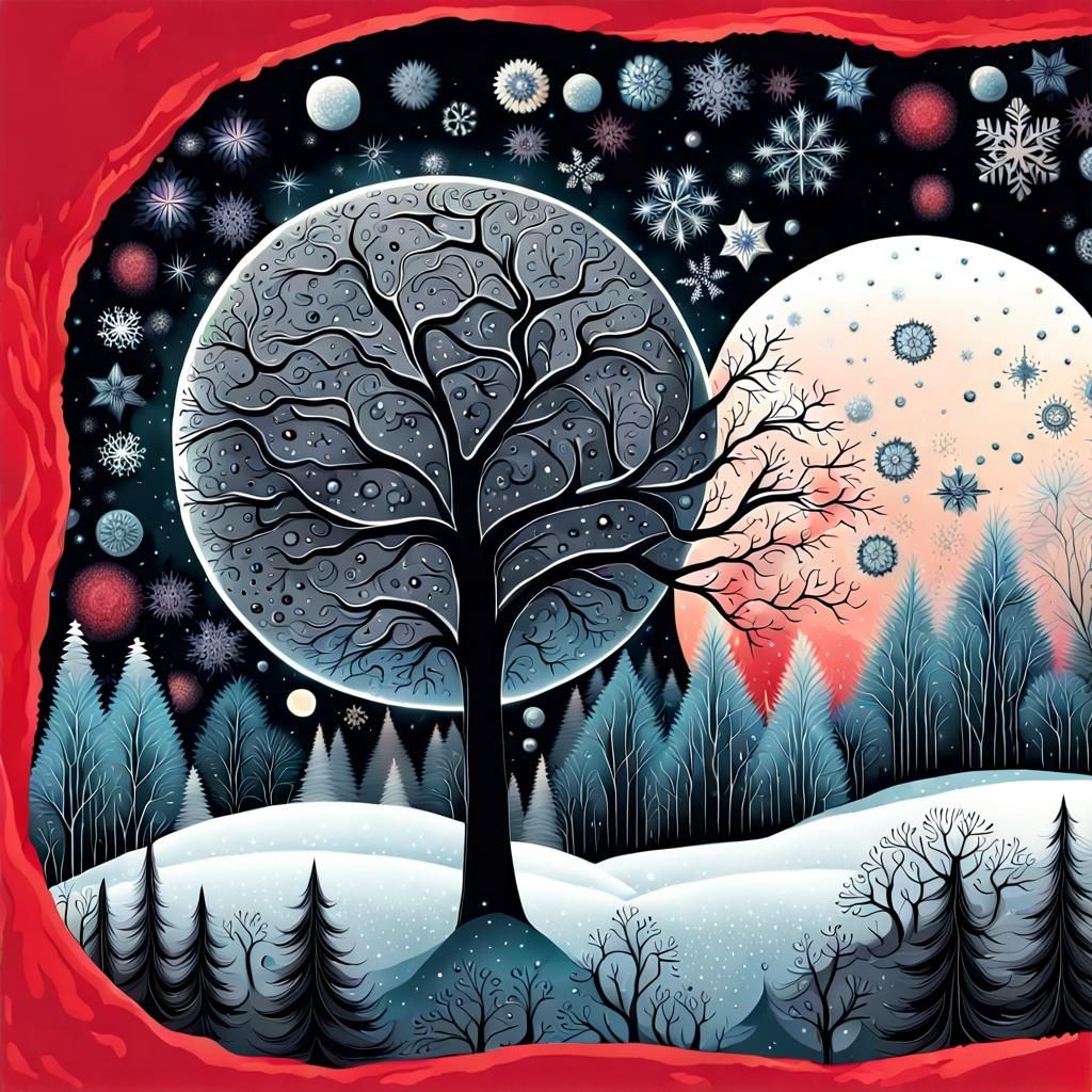 Fantastical Winter Landscape with Cosmic Colors