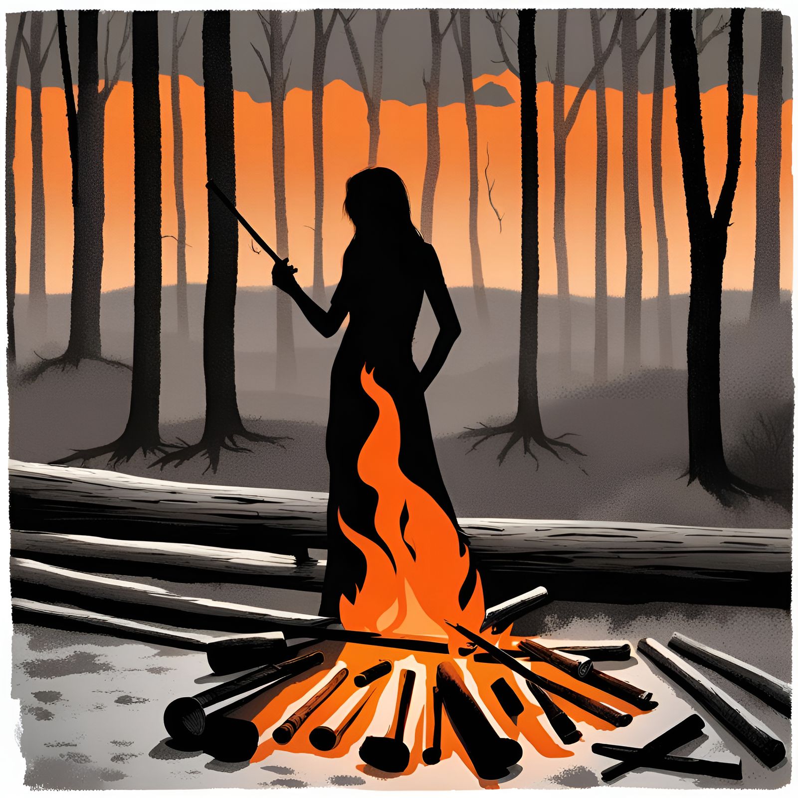 Campfire Flute Player Hidden in Shadow