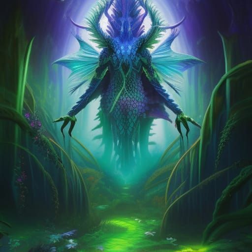 Epic Fantasy: Lizard Warrior and Fae Dragon