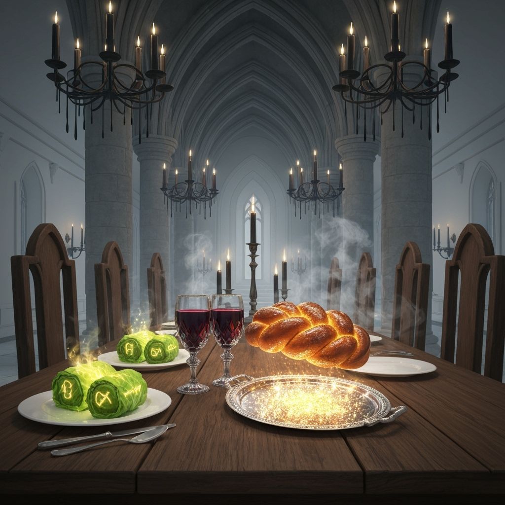 Gothic Dining Hall with Enchanted Feast