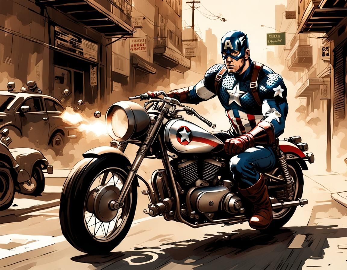 Captain America Rides Armored Motorcycle in Gritty L.A.