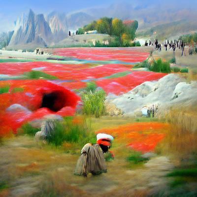 Impressionistic Poppy Field in Afghanistan