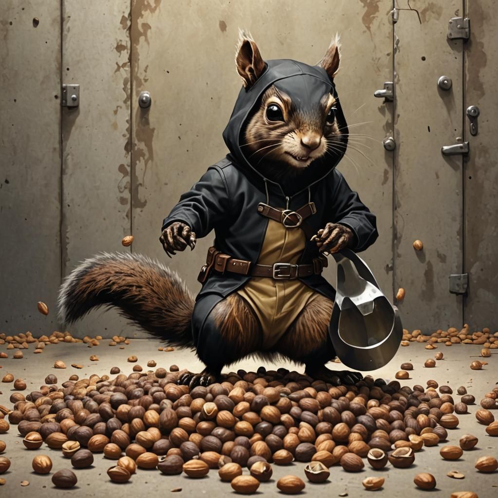 Fantasy Squirrel Burglar Breaks Into Nut Vault