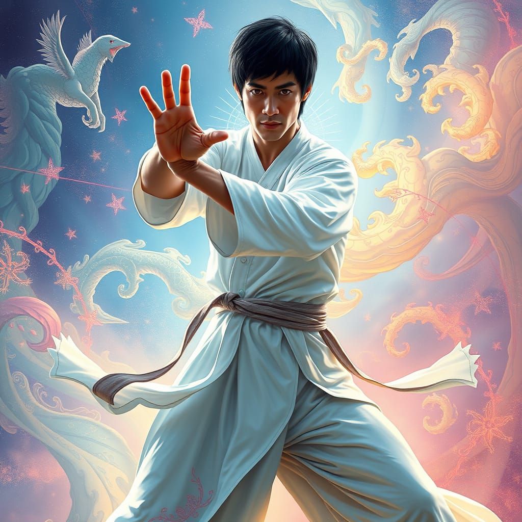 Bruce Lee in Mystical Realm, Fantasy Art