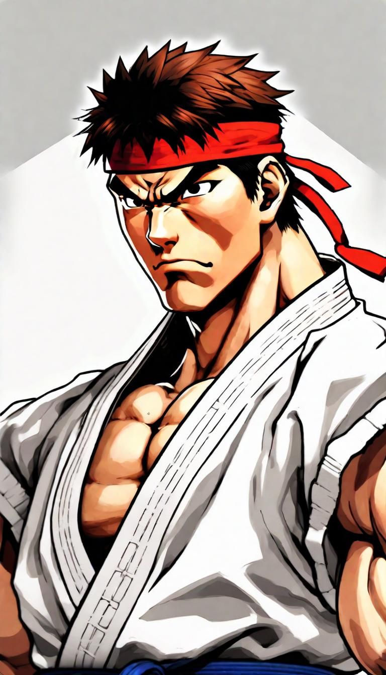 Ryu from Street Fighter in Anime Style