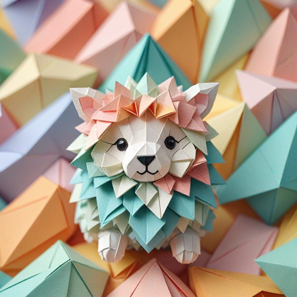 Origami Wooly Baby: A Digital Paper Art Portrait