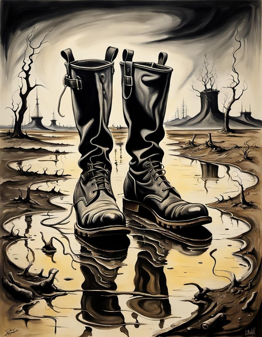 Surreal Jackboots in Mud: German Expressionist Art