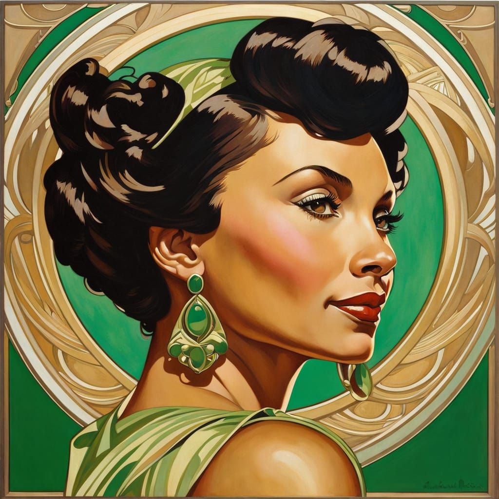 Art Nouveau Portrait of a Beautiful Woman