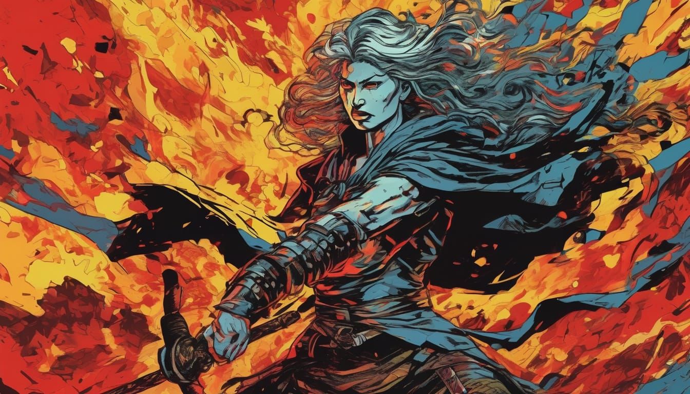 Fierce Warrior Queen in Bold Impasto Style