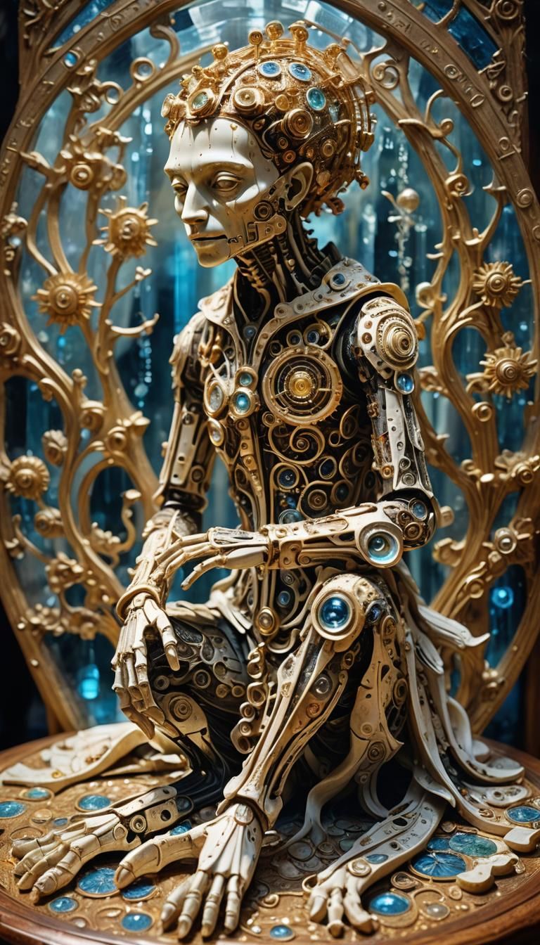 beautiful double exposure  vintage  sunbeams,  sci-fi sculpt...