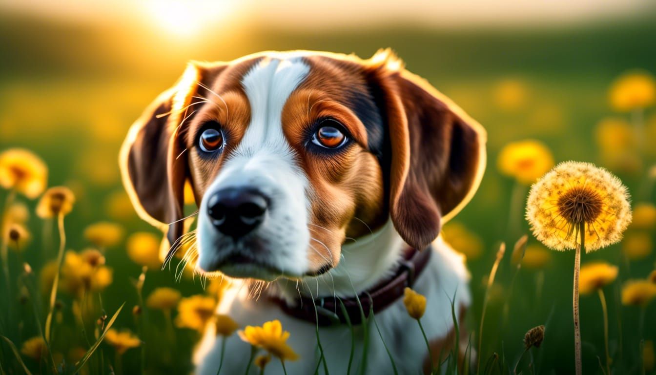 Adorable Beagle Puppy Portrait in Hyperreal Style
