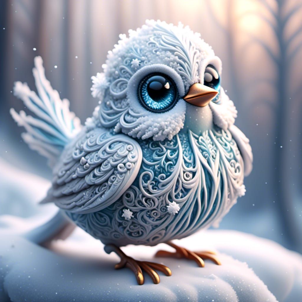 Adorable Ice Bird: An 8k Resolution Masterpiece