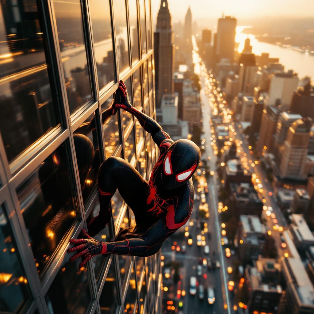 Miles Morales as Spider-Man on Skyscraper