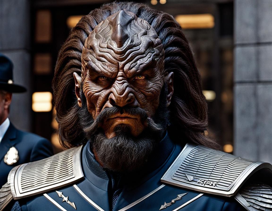 Klingon Warrior in Business Suit on Wall Street