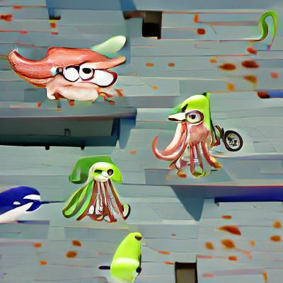Stylized Squid Graphic with Vibrant Colors