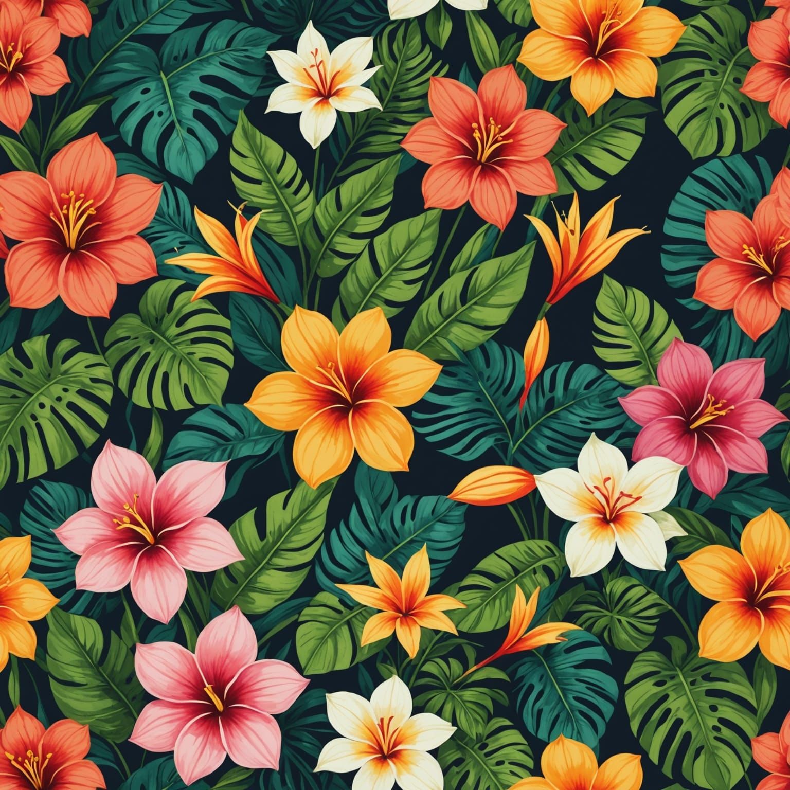 A wallpaper with beautiful big paradise flowers