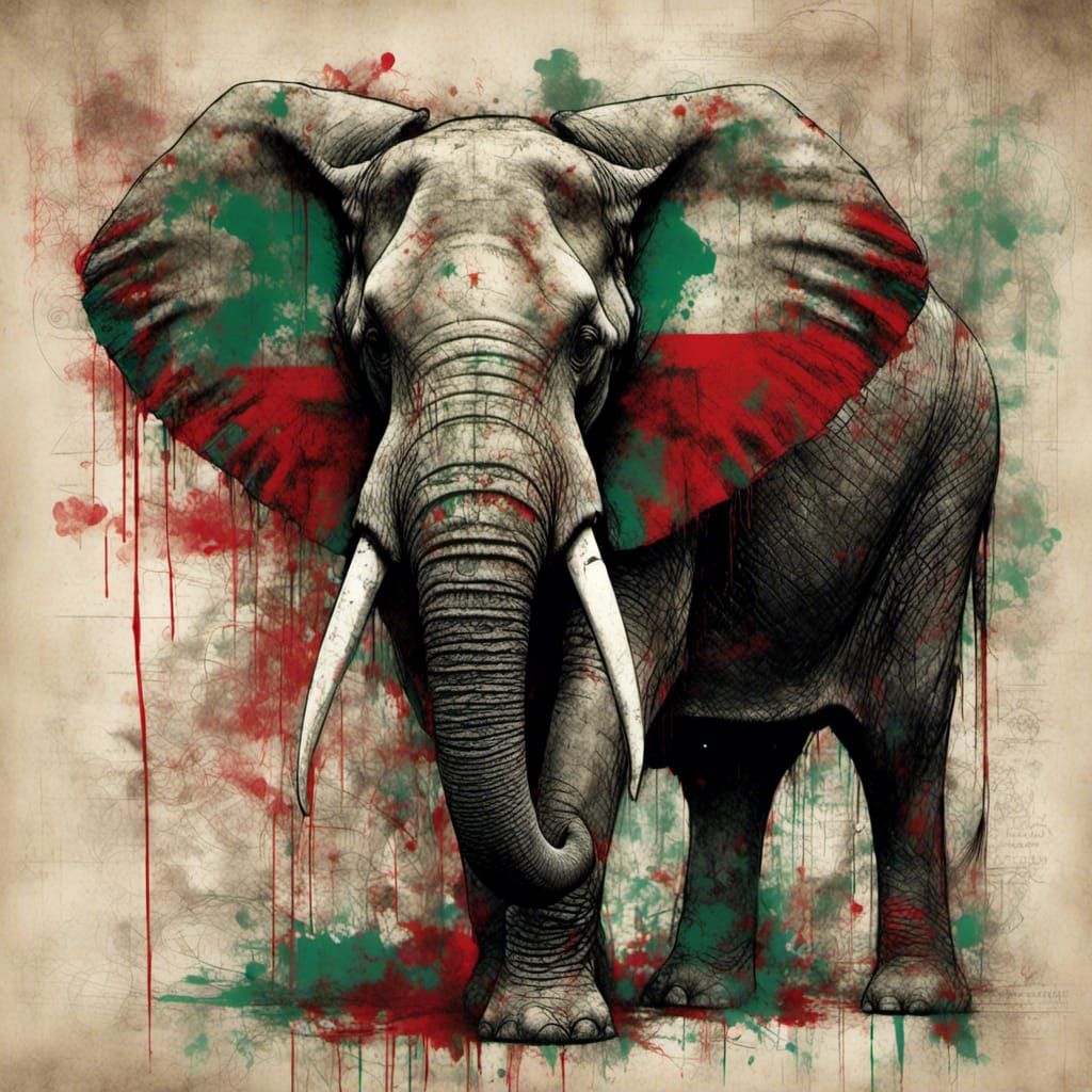 Majestic Elephant in Kenya: Grunge Poster Art