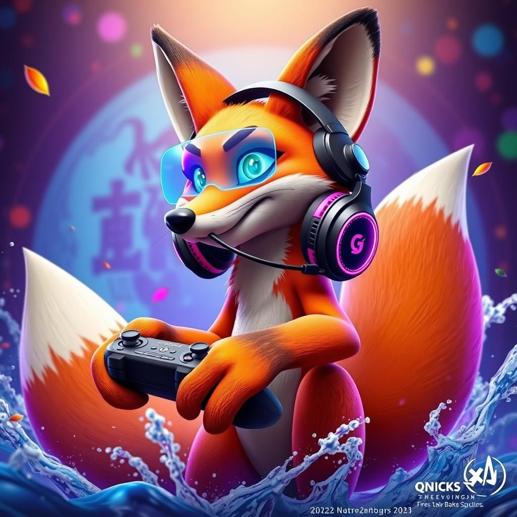 Fox Gamer Logo in Animated 3D Style