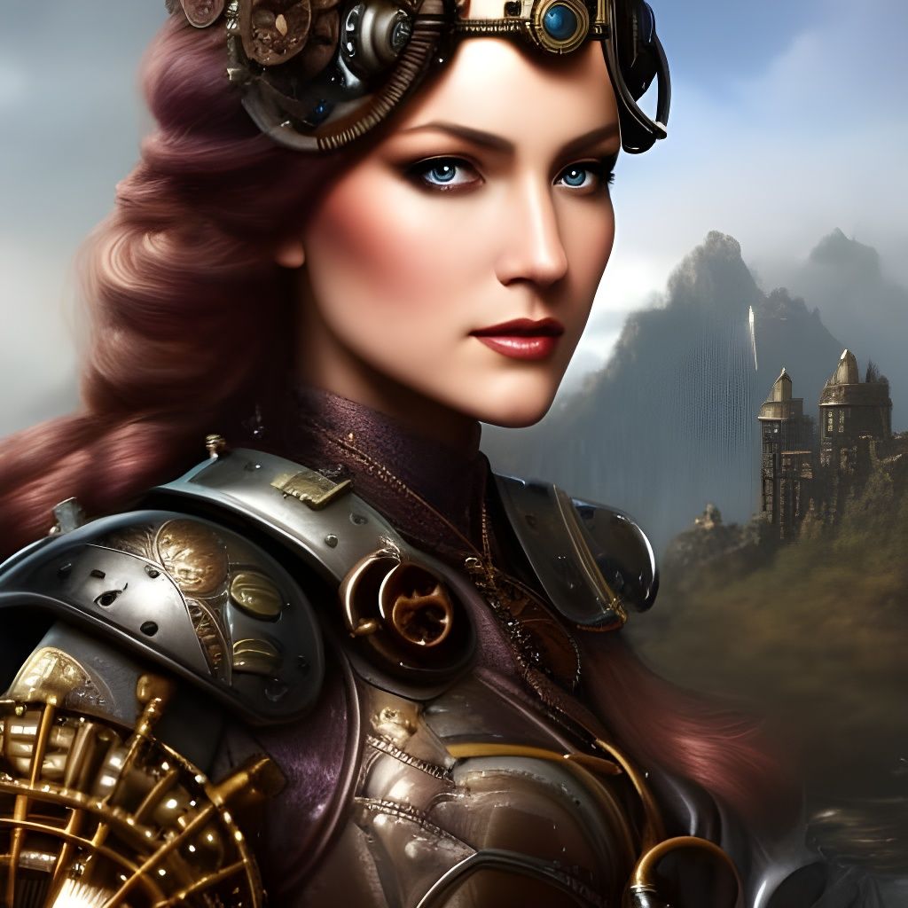 Steampunk Princess Portrait in Detailed Armor