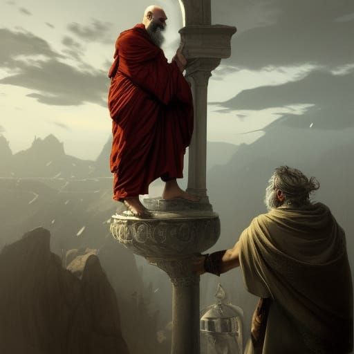 Saint Simeon Stylites: Dark Fantasy Concept Art