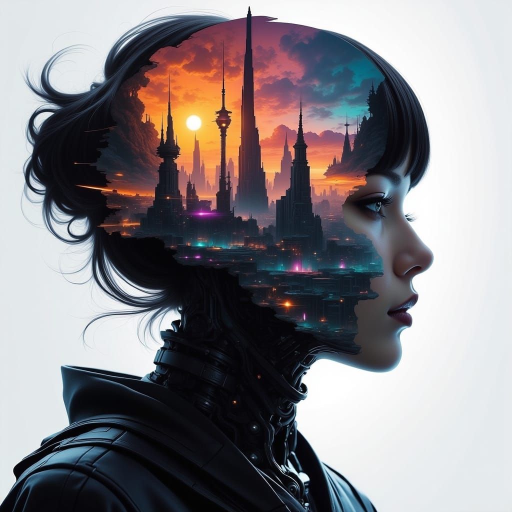 Ethereal Anime Mecha in Futuristic Cityscape